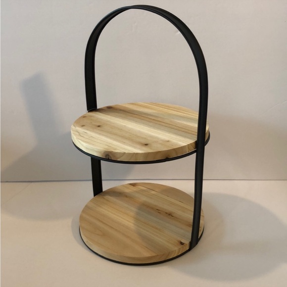 Two Tiered Wooden Tray Set of 2 - Picture 2 of 4